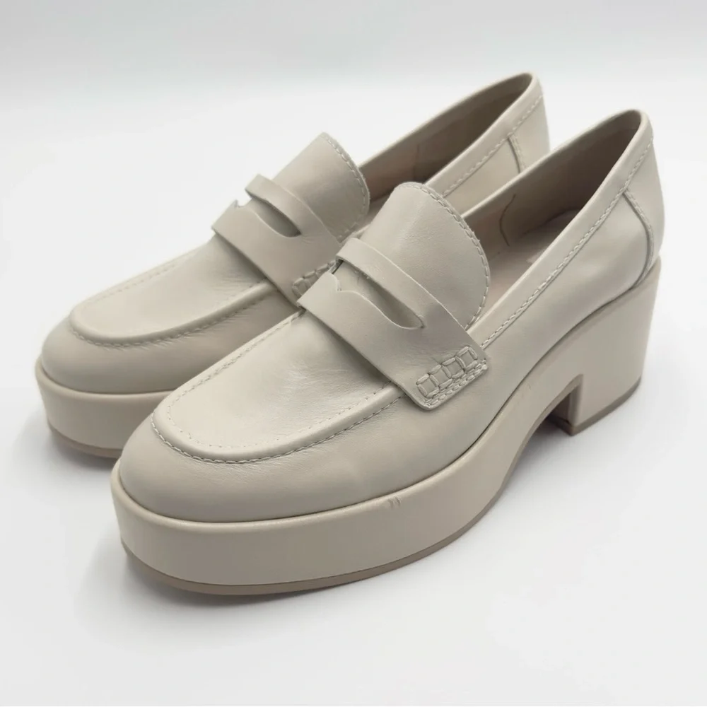 NEW Dolce Vita Yanni Platform Loafer Shoes Round Toe Women's Ivory Size US 7.5 - Picture 4 of 12